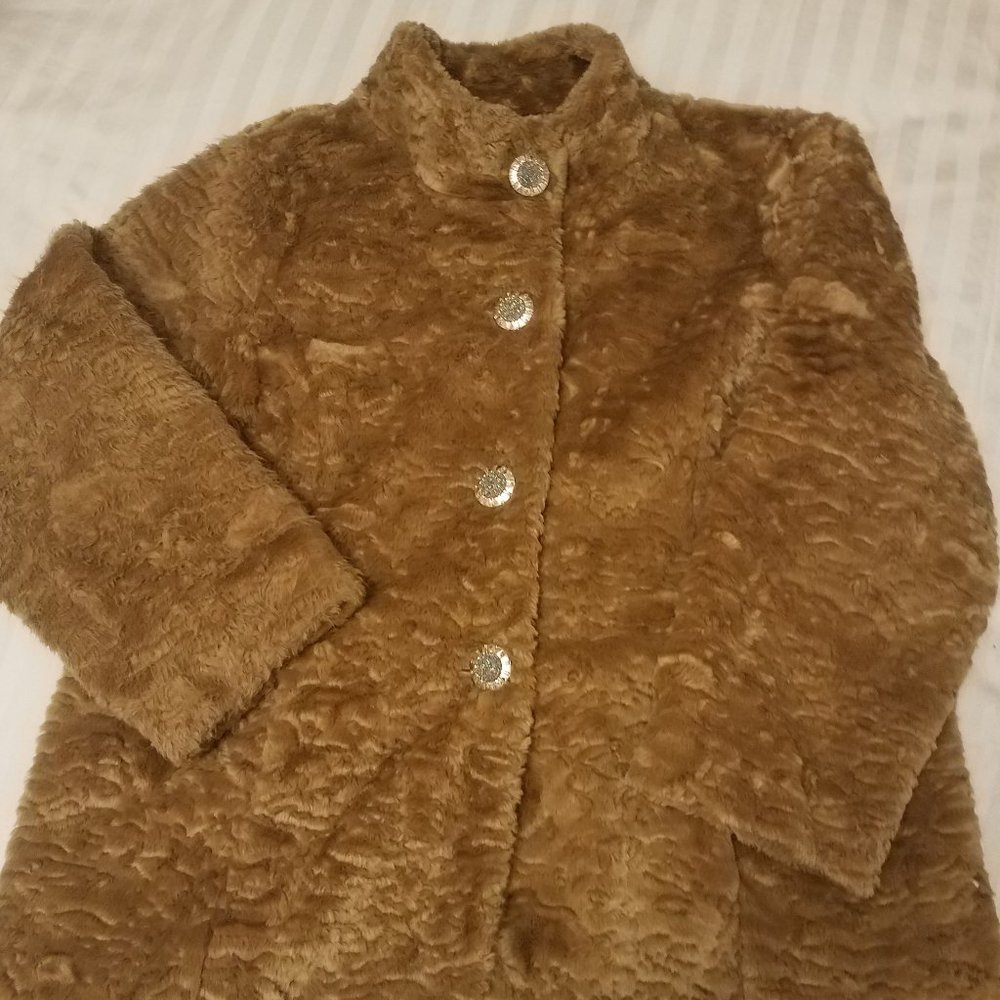 Vintage Womens Button down Faux Fur Coat XXL